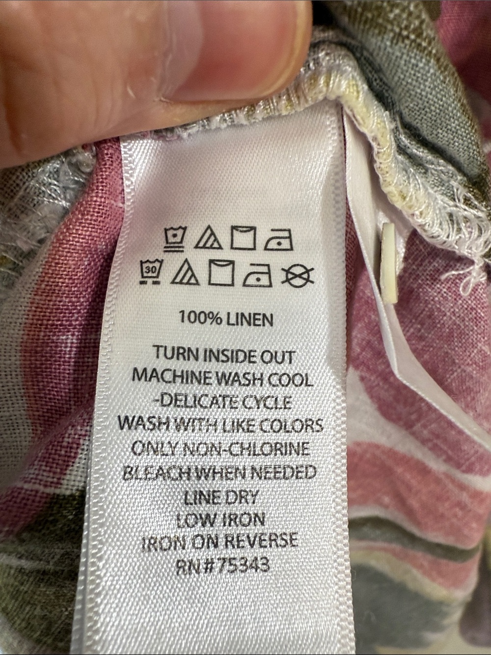 Tahari 100% Linen Floral Button Blouse Resort Vacation Beach High Low Top 1X - Picture 11 of 13